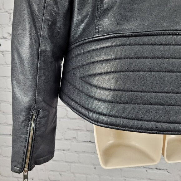 BLANKNYC Black Vegan Leather Moto Biker Collared Zipped Padded Jacket Size XL - Picture 14 of 16